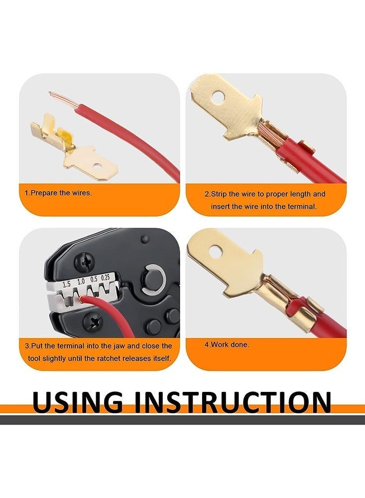 كاشيمانو مجموعة كماشات العقص الكهربائية 23-16AWG، أداة عقص أسلاك السيارات بنظام الراتشيت، طرفيات الأسطوانة المفتوحة - Image 2
